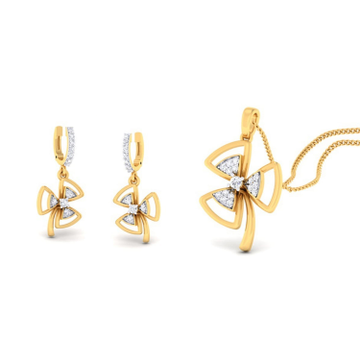 22k gold cz bow pendant set by 