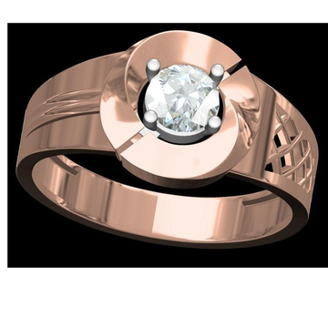 18kt cz rose gold solitaire diamond gents ring