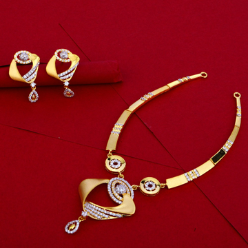 22KT Cz Ladies Gold Necklace Set LN56