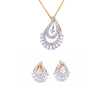 Alluring teardrop diamond pendant & earring set
