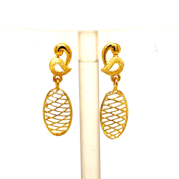 22k Yellow Gold Ultra Light Weight Unique Earrings by 