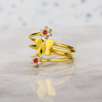 The golden butterfly with flowers design ring by 