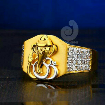 22ct Ganpati Cz Gold Ring
