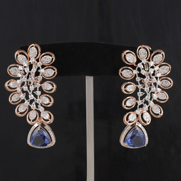 18kt rose gold blue stone diamond round shaped ear... by 