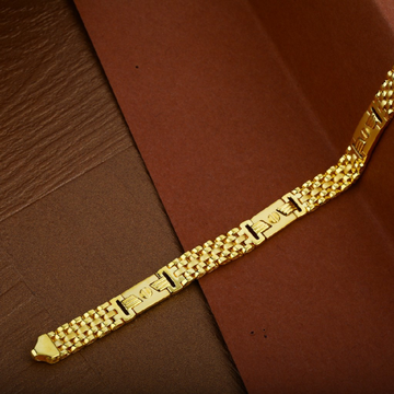 Mens 916 Gold Designer Plain Cz Cartier Bracelet-M...