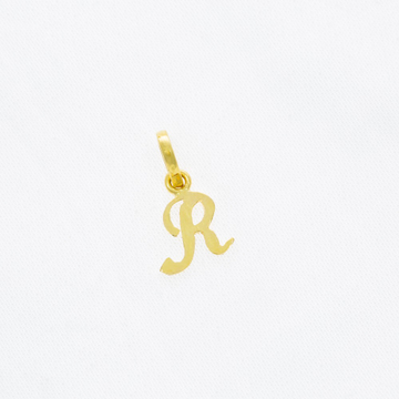 Caligraphy style r letter gold pendant