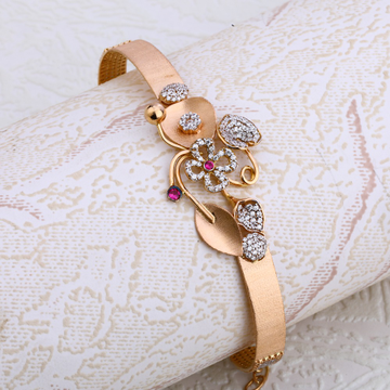18CT Rose Gold Delicate Ladies CZ Bracelet  Kada R...