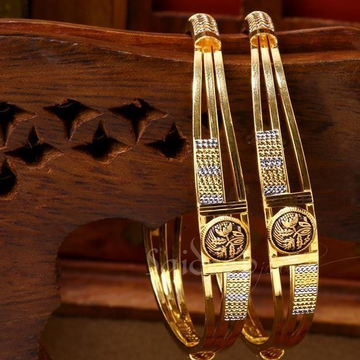 Gold classic bangles by Saideep Jewels