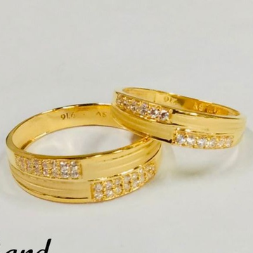 Gold contemporary couple ring by 
