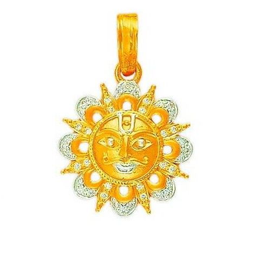 22K/916 Gold CZ Surya Dev Pendent by 