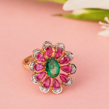 Bulgari Dolce Vita Emerald, Ruby & Diamond Ring - Eleuteri