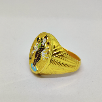 916 Gold Fancy Gent's Sadhi Maa Minakari Ring