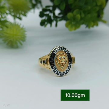 22K Gold Lion Face Gents Ring by 