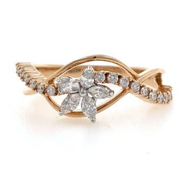 18kt / 750 rose gold flower diamond ring for ladie...