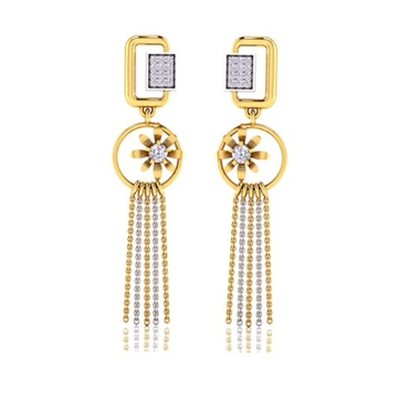 916 Gold CZ Classic Earring SO-E007 by S. O. Gold Private Limited
