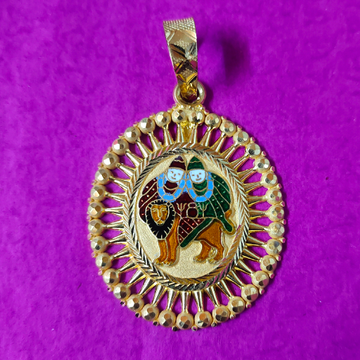 916 Gold Antique Shape Chamunda Ma Mina Pendant by Saurabh Aricutting