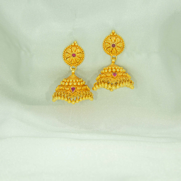 Umbrella design gold jhumka earrings
