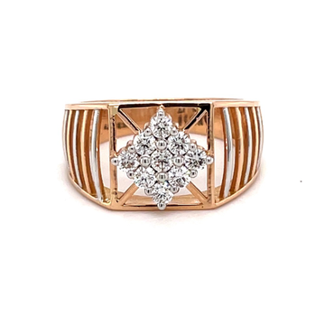 Kite shaped diamond ring for men in rose gold