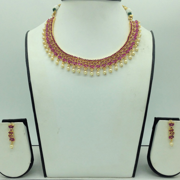 Red cz stones necklace set jnc0177