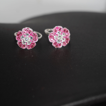 925 Silver Flower Design Pink Stone Bichiya