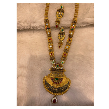 916 Gold Hallmark Kundan Long Necklace Set  by Shree Godavari Gold Palace