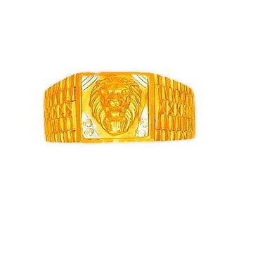 22K Gold CZ Designer Plain Lion Shape Gents Ring by 