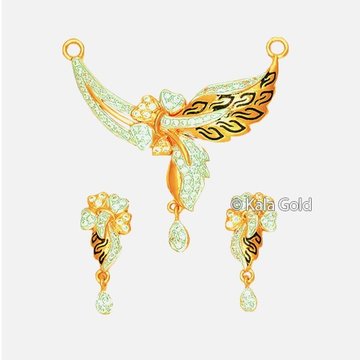 916 CZ Flower Shaped Pendant Set by 