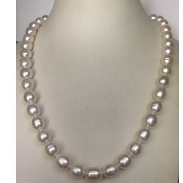 Freshwater white oval pearls strand JPM0061