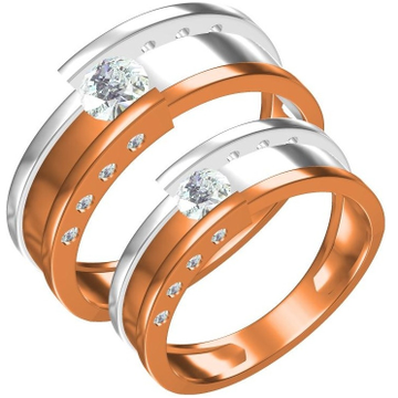 916 cz rose gold couple ring