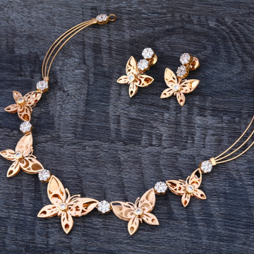 18KT Rose Gold Cz Ladies Necklace Set RN323