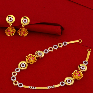 916 CZ Ladies designer Gold Necklace Set LN106