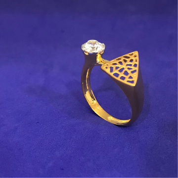 916 Gold CZ Solitaire Ring by Shubh Gold