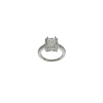 Square Shape Diamond Ring In 925 Sterling Silver M...
