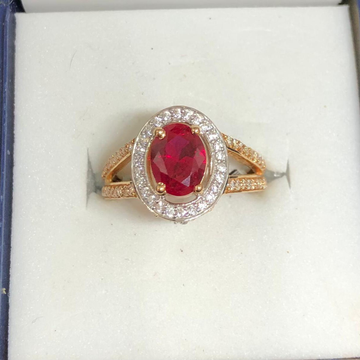 18K Gold Pink Stone Ring by 