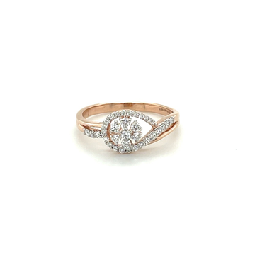 Round Diamond Halo Fiançailles Ring in 14k Rose Go...