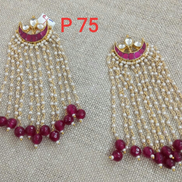 Designer Long Earrings With Pink Beads