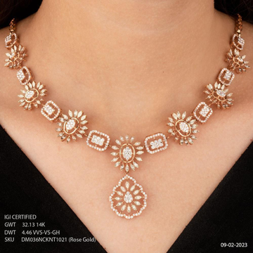 14k Rose Gold Royal Diamond Necklace Set