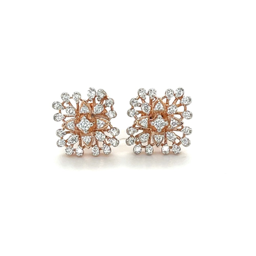 14K White Gold Diamond Halo Snowflake Stud Earring...