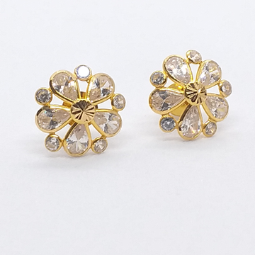 18k Gold White Diamond Earrings by 