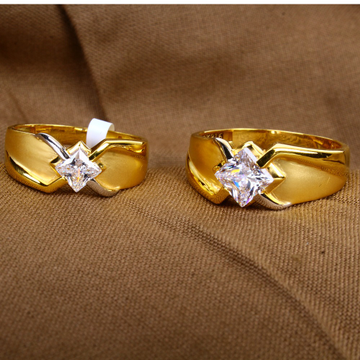 14k Solid Gold Matching Couples Rings in Brushed Finish - Abhika Jewels