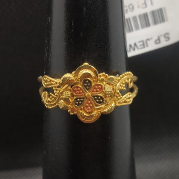 meena flower print gold ring by S.P. Jewellers