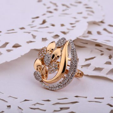 750 Women's CZ Designer Hallmark Rose Gold ring RL...
