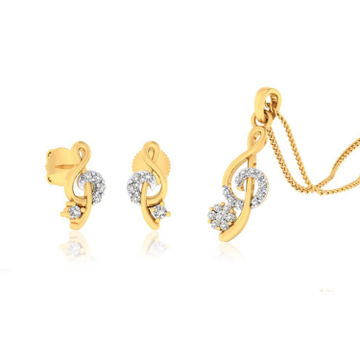 22k gold cz glossy pendant set by 