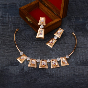 18KT Rose Gold CZ Exclusive Ladies Necklace Set RN...