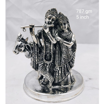 Pure Silver Radha Krishna Idol In Antique Finish P... by 