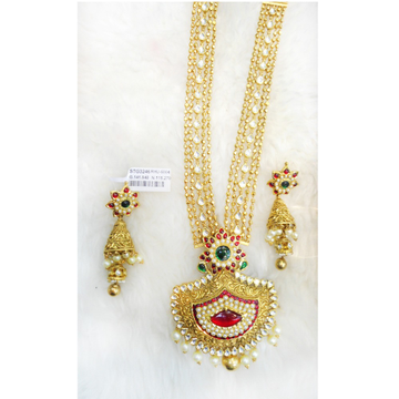 916 Gold Color Stone Bridal Long Necklace Set RHJ-...