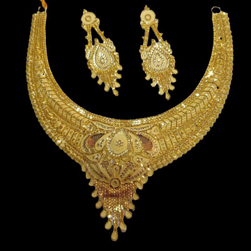 One gram gold simple design kalkkate work necklace by 