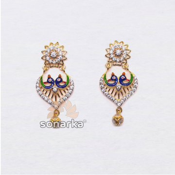 916 gold attractive peacock design cz diamond earr... by 