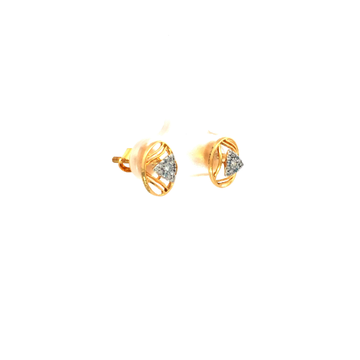 18kt diamond oval-pyramid stud earrings in rosegol...