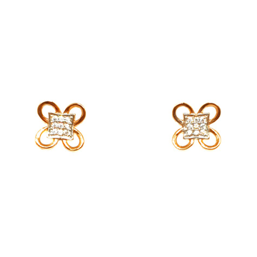 18K Rose Gold CZ Flower Shaped Earrings MGA - BTG0...